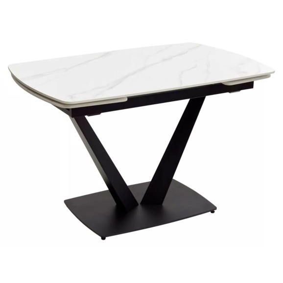 Стол ALATRI  MATT WHITE MARBLE SOLID CERAMIC / BLACK - фото 1