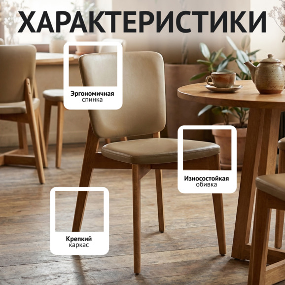 стул Сафир, бежевая экокожа - фото 2