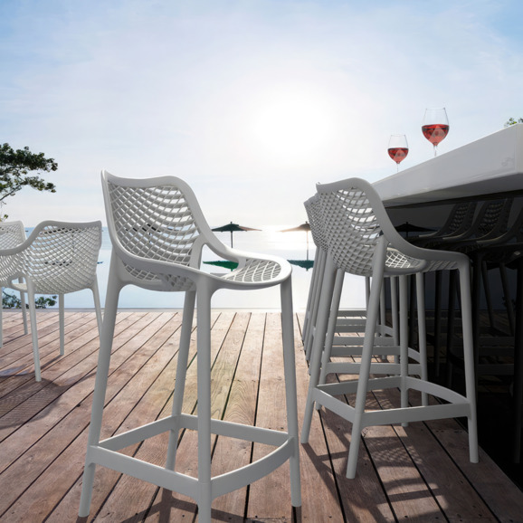 Стул пластиковый полубарный Air Bar 65, белый - фото 6