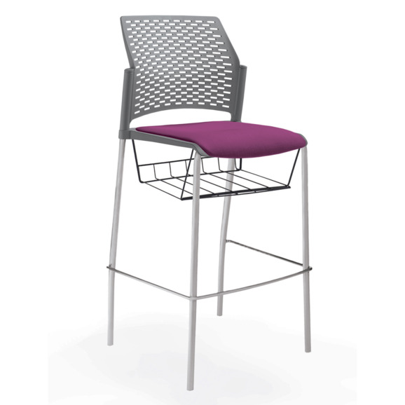 Стул Ревайнд барный с мягким сиденьем и корзиной для бумаг, серый Стул Ревайнд барный с мягким сиденьем и корзиной для бумаг, серый - фото 3