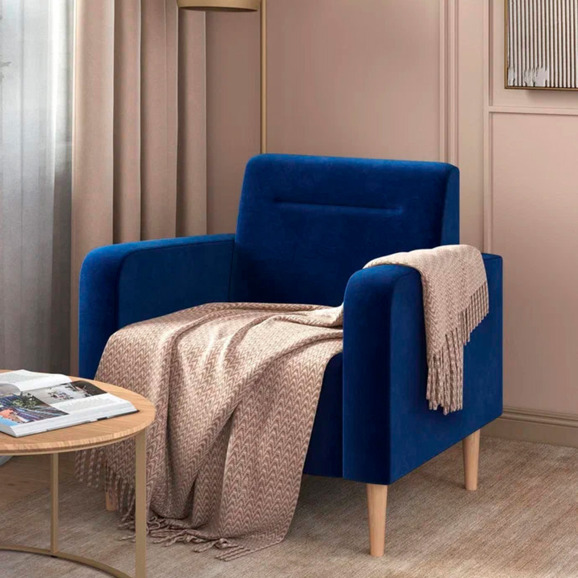 Кресло Папилла, велюр, синий - фото 5