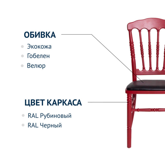 Стул Наполеон с подушкой, экокожа Favorit 10, RAL 3003 - фото 5