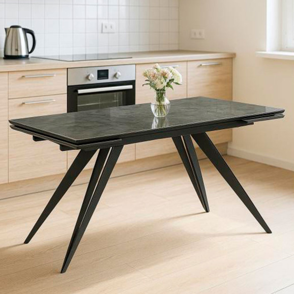 Керамический стол Дарвин 160(220)х89 серый мрамор baolai / черный - фото 8