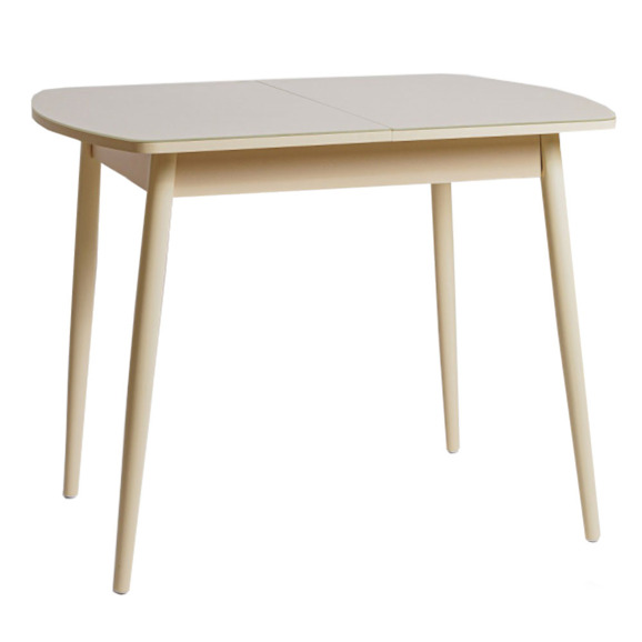 Стол Routine раздвижной со стеклом, кремовый Стол Routine раздвижной со стеклом, кремовый - фото 1