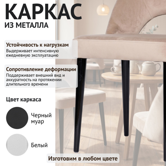 Стул Маллин, велюр Велютто 21, ножки металл черные - фото 4