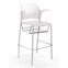 Настоящее фото товара Стул Ревайнд барный с корзиной для бумаг и подлокотниками, белый, серебряный, произведённого компанией ChiedoCover