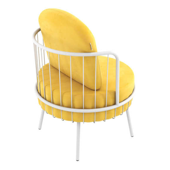 Кресло Rose, желтый, белый муар - фото 2