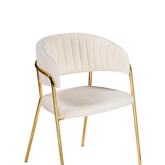 Стул на металлокаркасе Kamelia белый / ткань золотые ножки Стул на металлокаркасе Kamelia белый / ткань золотые ножки - фото 5