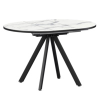 Настоящее фото товара Стол раздвижной Лаки мини 900+300мм, мрамор белый, черный муар, произведённого компанией ChiedoCover