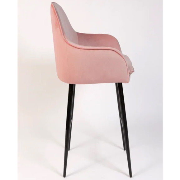 Кресло Сета, барные ножки, пудровый, черный, велюр - фото 7