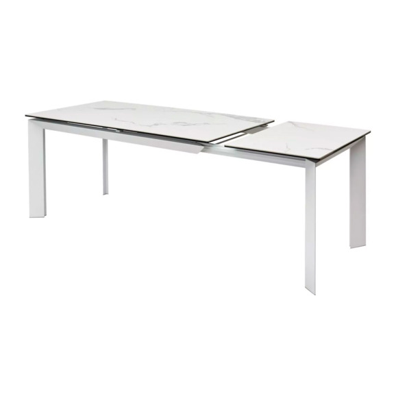 Стол Cremona 140, matte statuario, белый мрамор матовый, керамика, белый каркас - фото 5