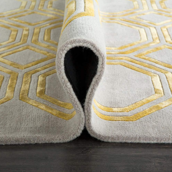 Индийский ковёр шерстяной «OCTAGON RUG» GREY-LIGHT GOLD - фото 3