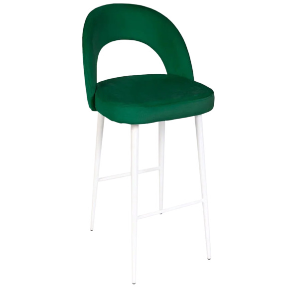 Стул Пиннате, барный, зеленый, белый, велюр - фото 1