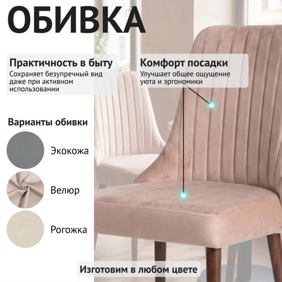 Стул Конгсберг, велюр Велютто 07, ножки бук морилка старинный орех - фото 3