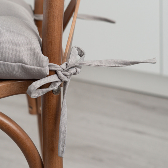 Подушка с завязками на стул, светло-серый - фото 4