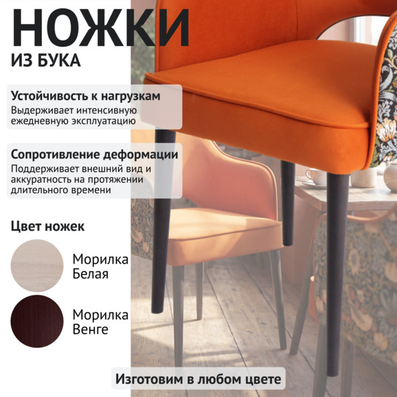 Стул Роза, велюр Велютто 27, спинка гобелен, бук морилка черная - фото 4