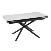 Настоящее фото товара Керамический стол Мэриан 140 (200) х 80 snow alpin white / черный, произведённого компанией ChiedoCover