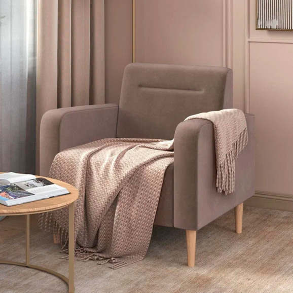 Кресло Папилла, велюр, светло-коричневый - фото 5