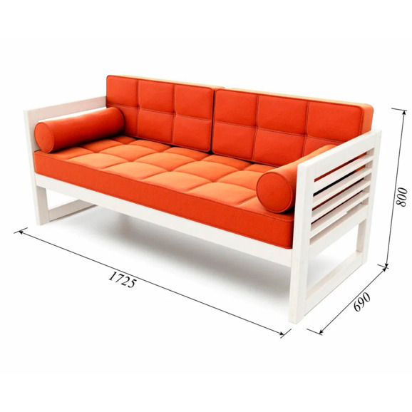 Диван Сега б velvet, белый дуб, orange - фото 3