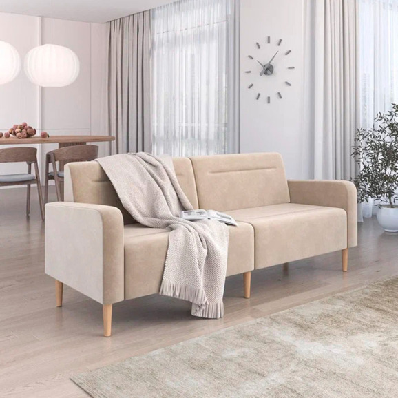 Диван Папилла, велюр, 202 см, бежевый - фото 5