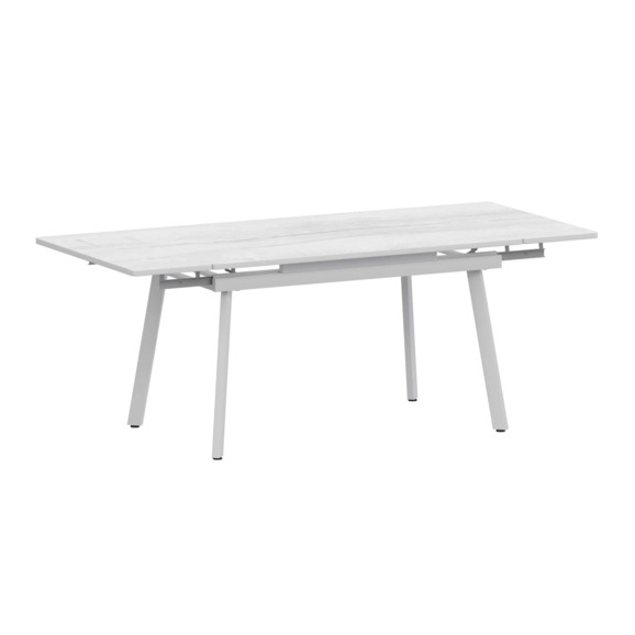 Стол раздвижной Гранди 1200+300+300, фост, белый муар Стол раздвижной Гранди 1200+300+300, фост, белый муар - фото 1