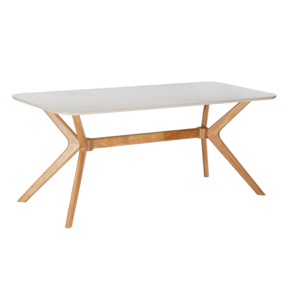 Стол Unika 180x80 белый спеченный камень / светлое дерево - фото 1