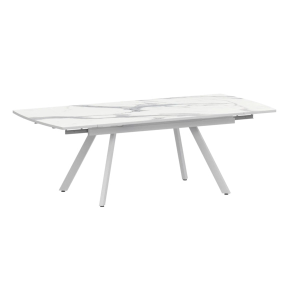 Стол раздвижной Фэйвор, мрамор белый, белый муар - фото 1