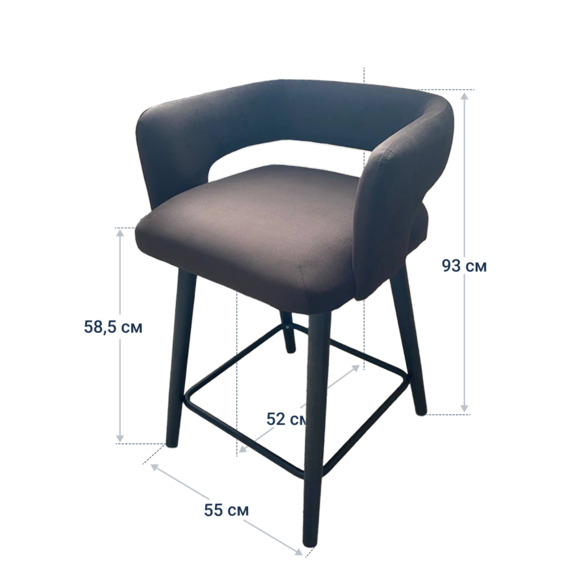 Стул полубарный Mars, велюр Velutto 24, ножки бук, морилка черная Стул полубарный Mars, велюр Velutto 24, ножки бук, морилка черная - фото 4