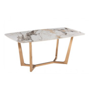Фотография товара Стол обеденный Land, 180х90х75, белый мрамор, матовое золотой от компании ChiedoCover.