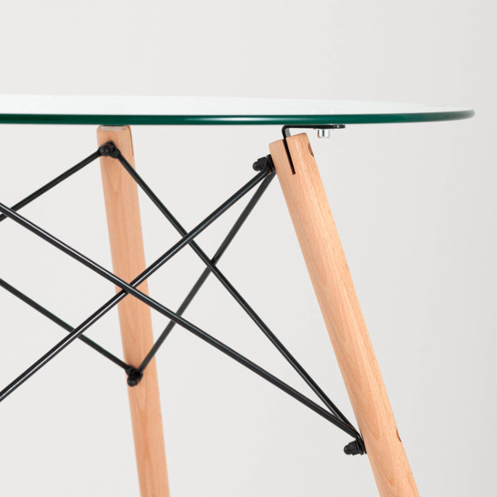 Стол круглый Eames DSW NEW, D80, прозрачный, стекло - фото 3