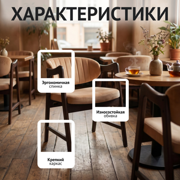 Стул Дарк, велюр желтый, морилка старинный орех Стул Дарк, велюр желтый, морилка старинный орех - фото 2