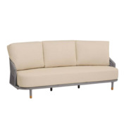 Фотография товара Верона диван 3-местный плетеный из роупа, каркас алюминий светло-серый (RAL7035) муар, роуп светло-серый круглый, ткань Mossle светло-бежевая от компании ChiedoCover.