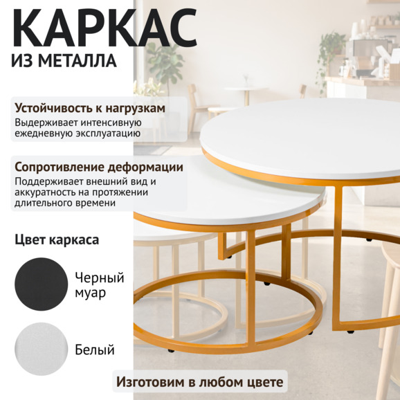 Стол Мэдисон x2, белая столешница, золотой каркас Стол Мэдисон x2, белая столешница, золотой каркас - фото 3