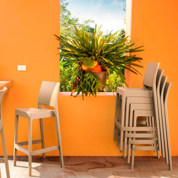 Стул пластиковый барный Maya Bar 75, бежевый - фото 6