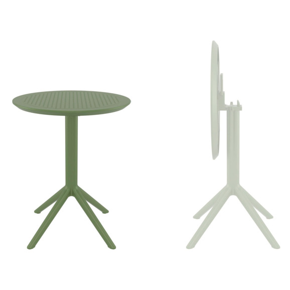 Стол пластиковый складной Sky Folding Table Ø60, оливковый - фото 3
