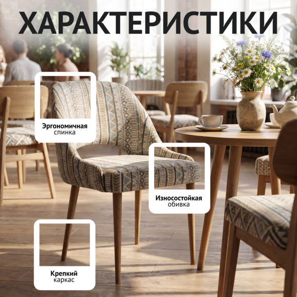 Стул Мила, шенилл ОНТАРИО аква сиа, светлый орех - фото 2
