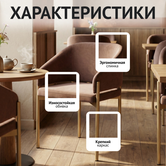 Стул Гуччи, велюр Тедди 014, каркас металл золотой муар Стул Гуччи, велюр Тедди 014, каркас металл золотой муар - фото 2