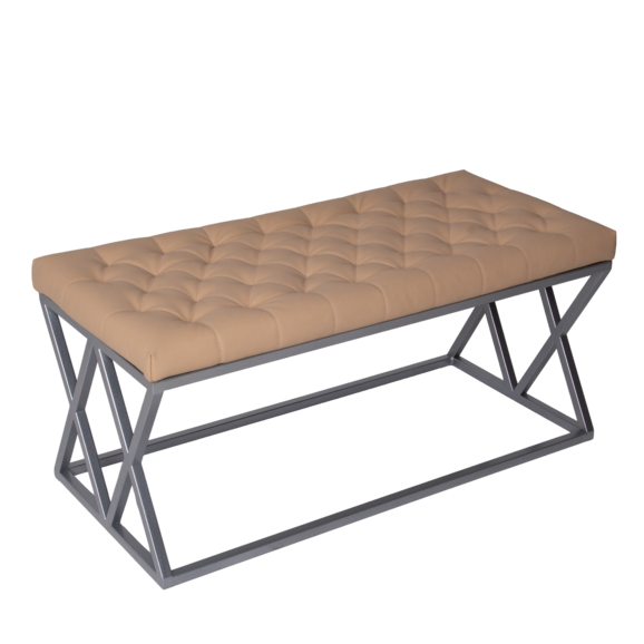 Банкетка Инсигния, экокожа Nitro Beige, каркас металл RAL серебро - фото 1
