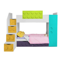 Настоящее фото товара Кровать Лего двухъярусная детская с 2-мя ящиками, Левая, произведённого компанией ChiedoCover