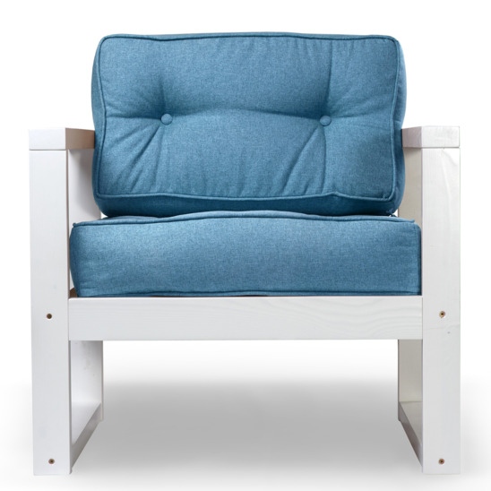 Кресло Амстер белая эмаль, голубое - фото 2