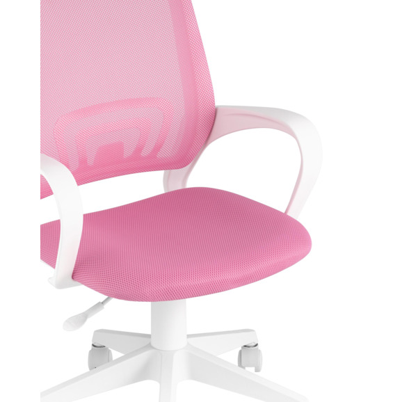 Кресло офисное TopChairs ST-BASIC-W розовый крестовина пластик белый - фото 2