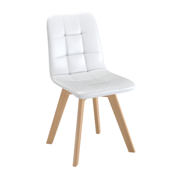 Стул К4, дуб натуральный, экокожа белая - фото 1