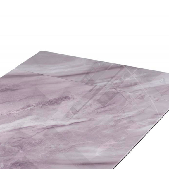 Стеклянный стол Вейв 140(200)х80 кристл серый мрамор / черный - фото 7