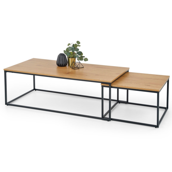 Набор журнальных столиков Frame, дуб золотой, черный - фото 5