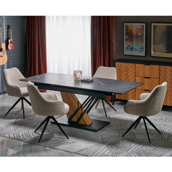 Стол обеденный Mien, черный мрамор, дуб золотой - фото 3