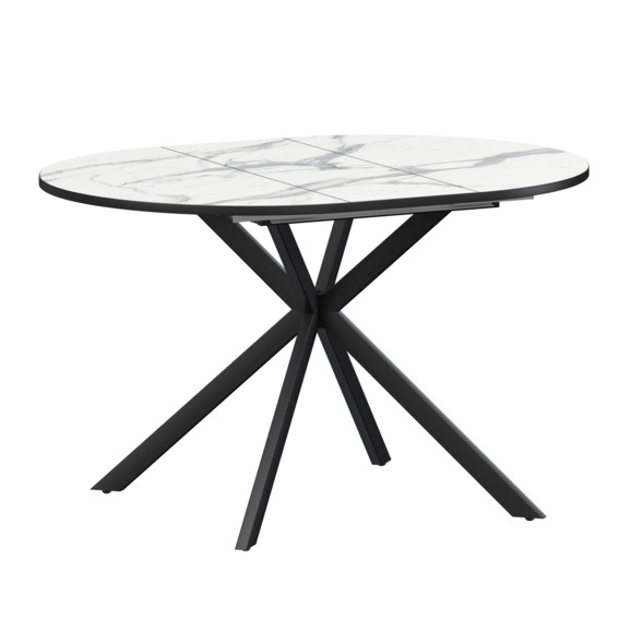 Стол раздвижной Грант 900+300, мрамор белый, черный муар - фото 1