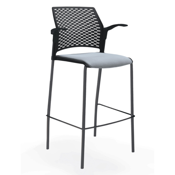 Стул Ревайнд барный с мягким сиденьем и подлокотниками, черный - фото 2