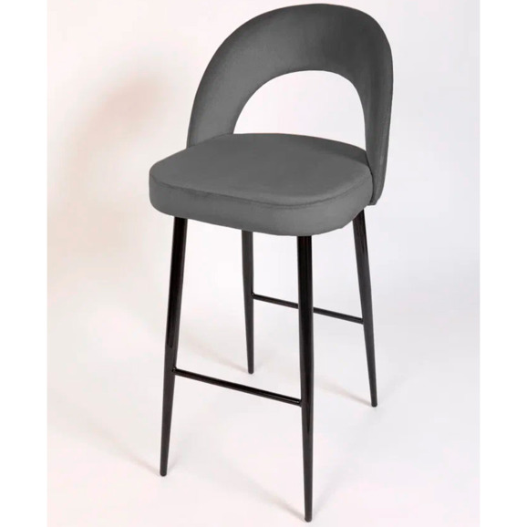 Стул Пиннате, барный, серый, черный, велюр - фото 3