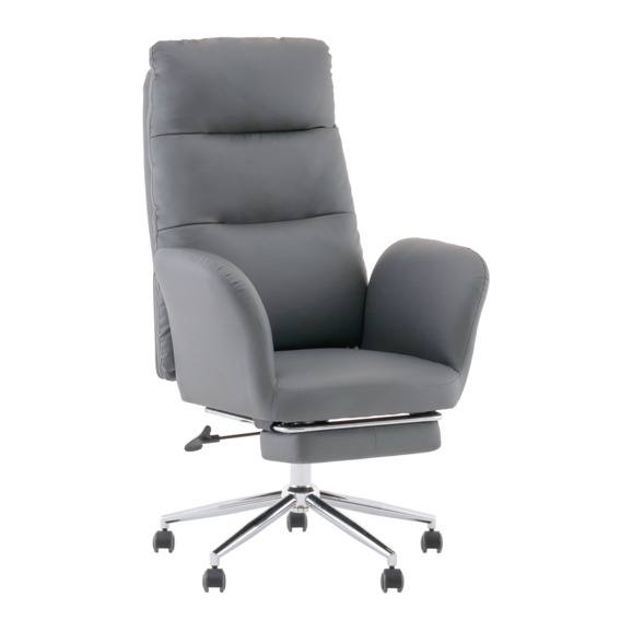Кресло руководителя TopChairs Strict с оттоманкой, серый - фото 1