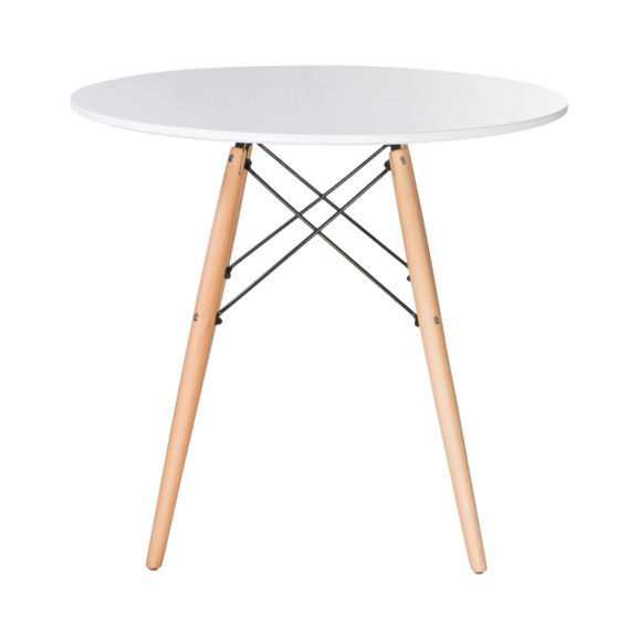 Стол обеденный Eames 80, ножки светлый бук, столешница белая Стол обеденный Eames 80, ножки светлый бук, столешница белая - фото 3